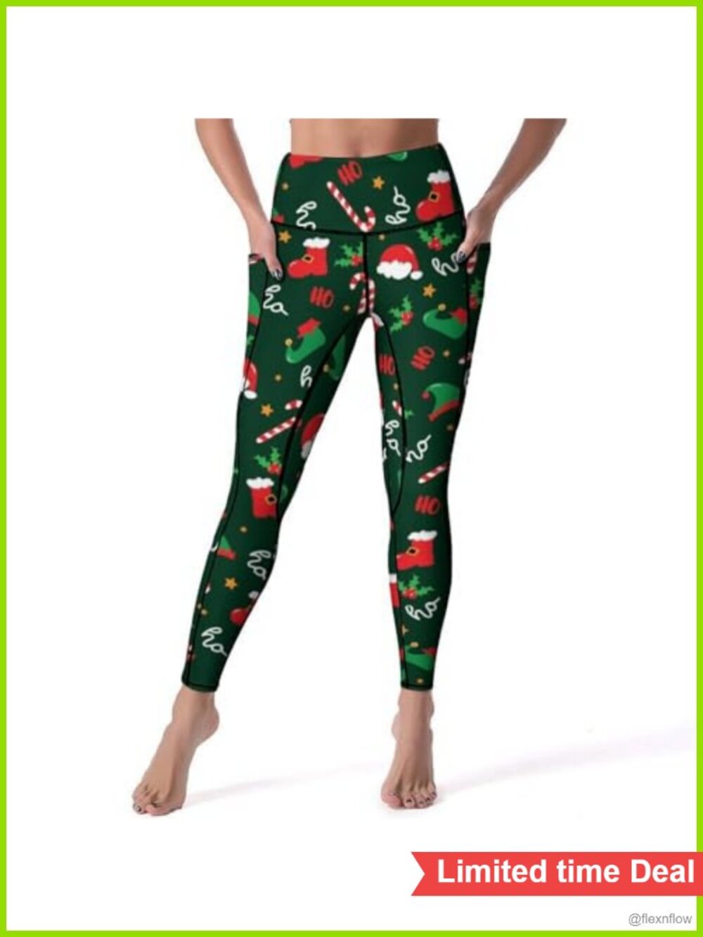 High Waist Workout Leggings Tummy Control Printed Yoga Pants with Pockets